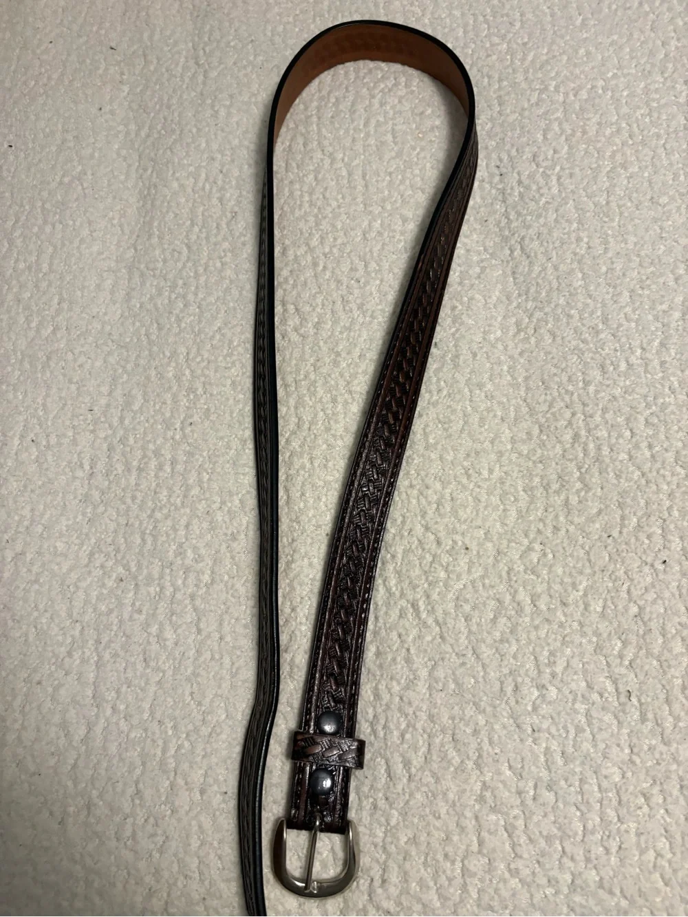 Braided Leather Dress Belt for Men - Dark Brown